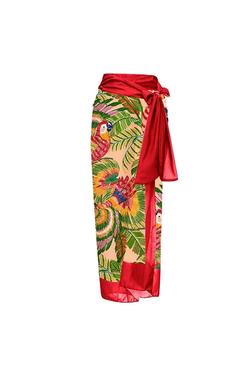 3D Red Floral Embellished One-Piece Swimsuit-ROVOLE