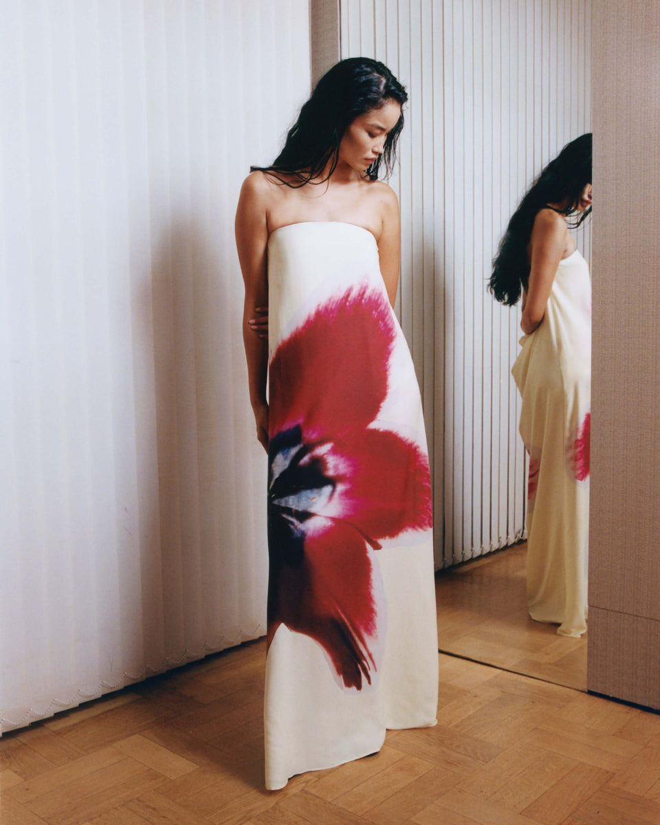 off-the-shoulder floral-print maxi dress-Massicos