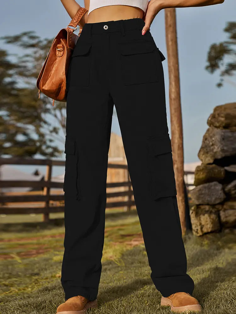 Retro Utility Denim Cargo Pants-Massicos