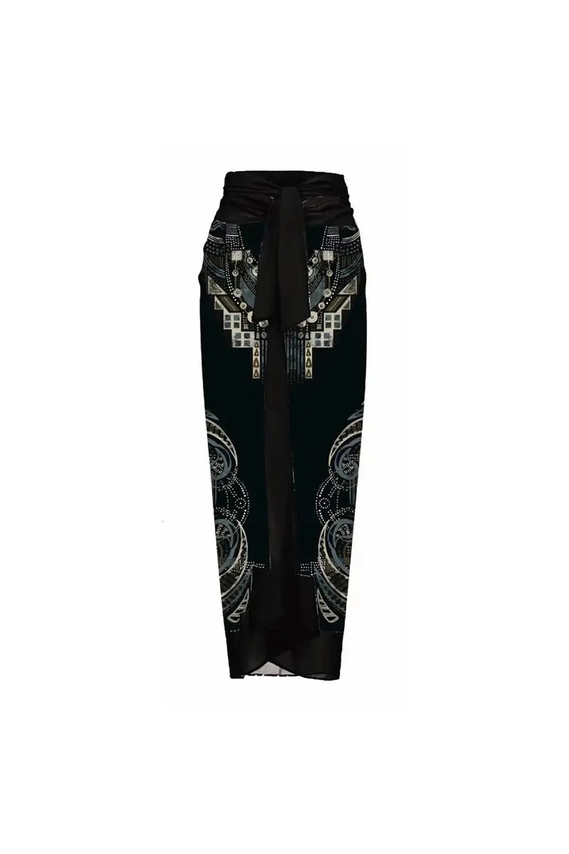 3D Black Floral Bust Decor Printed Swimsuit-ROVOLE