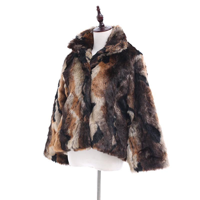 Mock neck winter short faux fur coats-Massicos