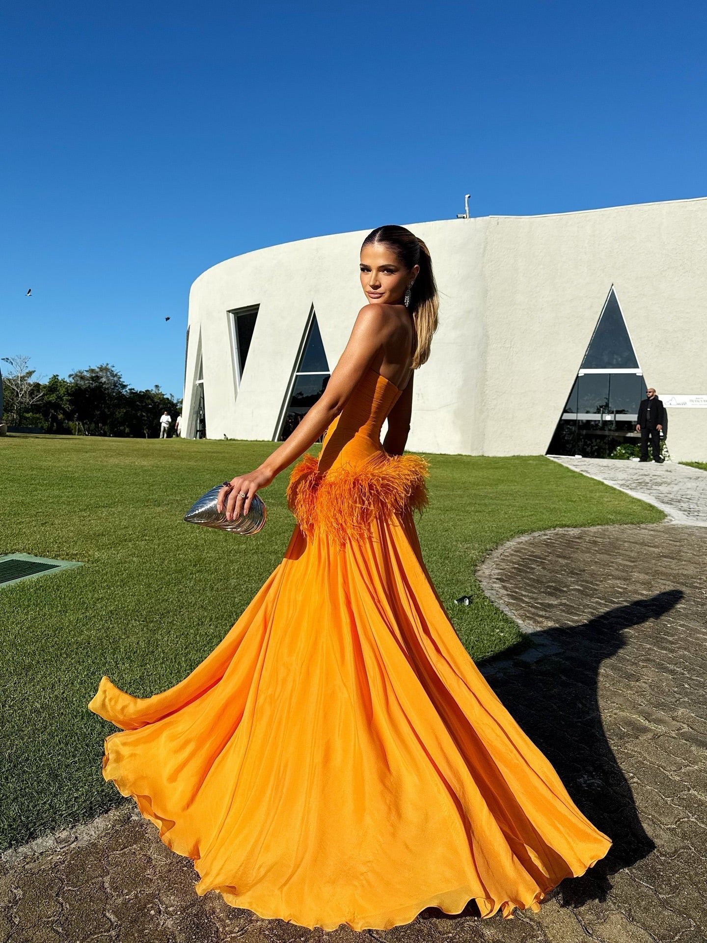 Orange tube top dress-Massicos
