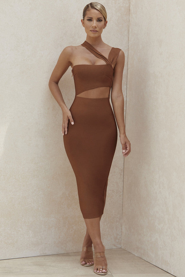 Lucia Bandage Dress with Asymmetrical Neckline-ROVOLE