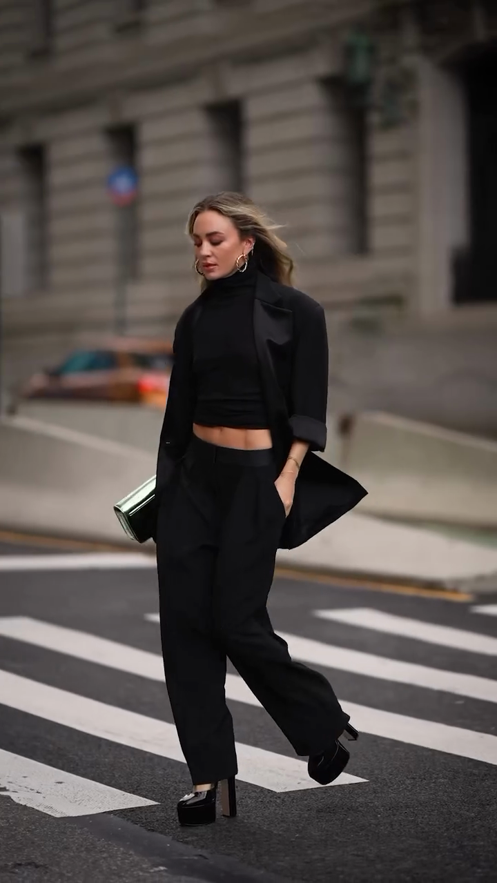 Black Tailored Suit Set-Massicos