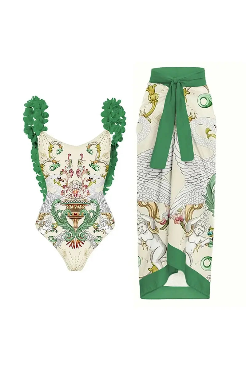 Appliqué Backless Sexy Swimsuit Set-ROVOLE