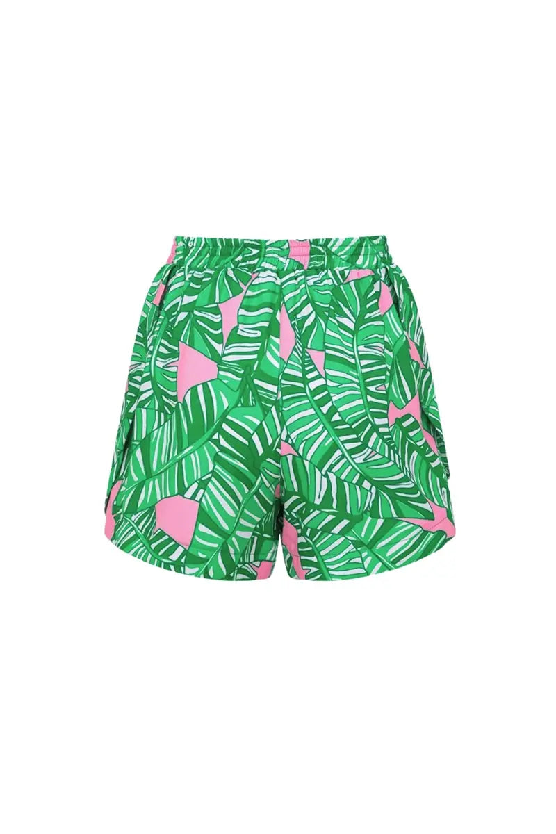 Green Ruffle Print One Piece Swimsuit-ROVOLE