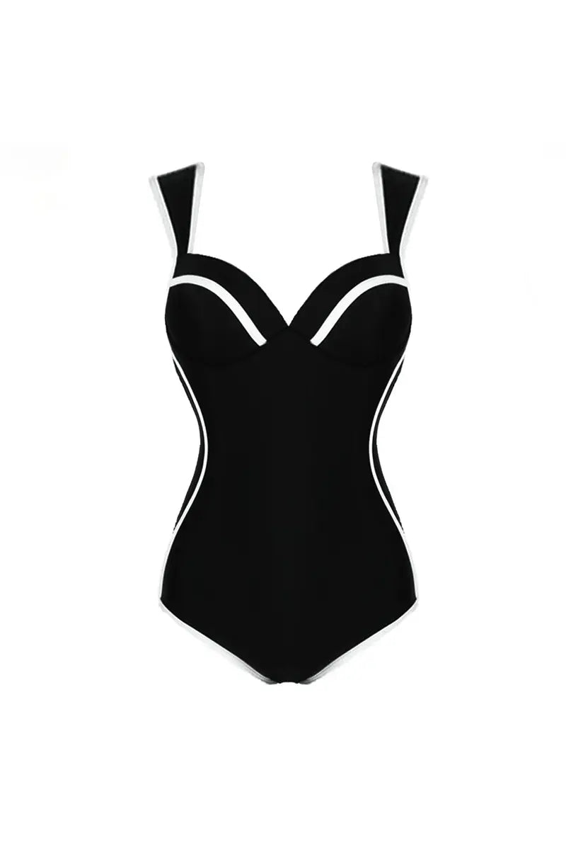 Colorblock Korean Style Sweetheart Swimsuit-ROVOLE