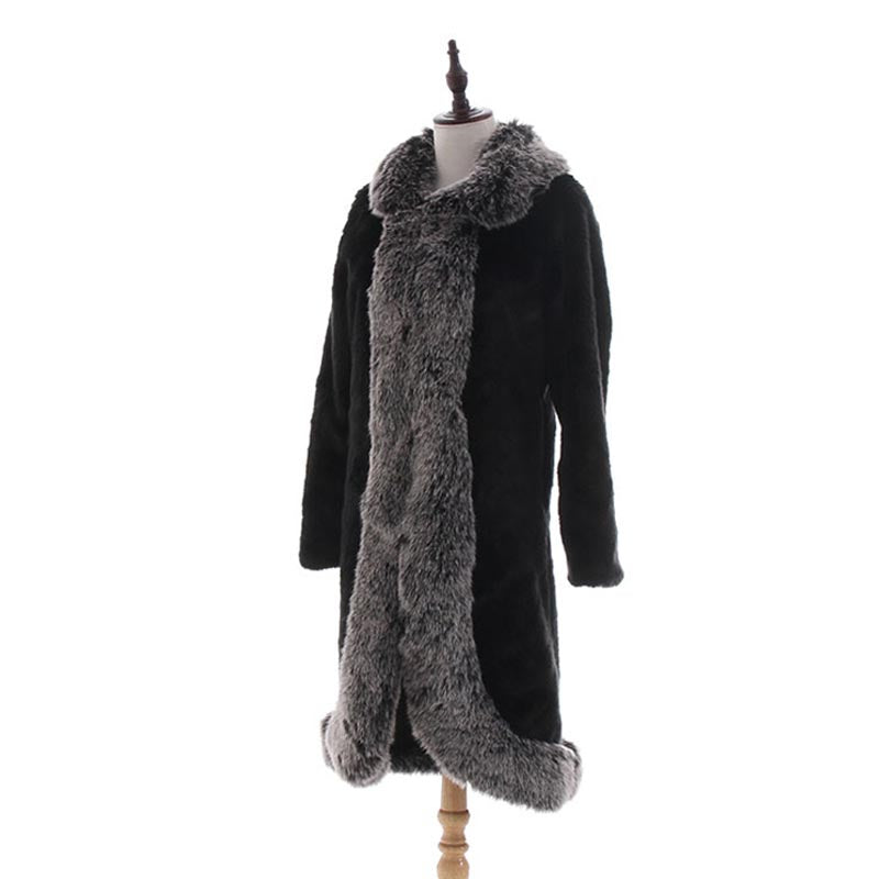 Black patchwork faux fur coats-Massicos