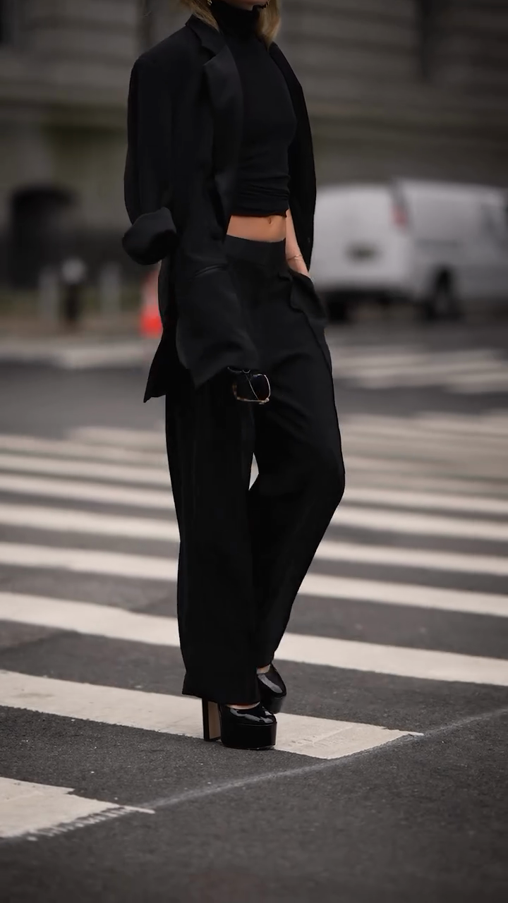 Black Tailored Suit Set-Massicos