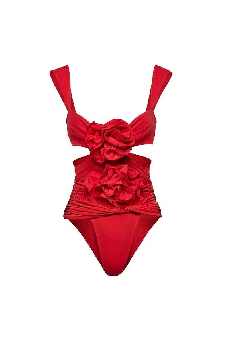Floral Appliqué Swimsuit Set-ROVOLE