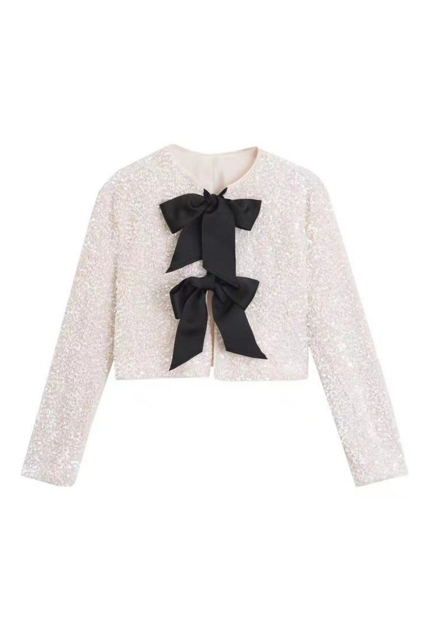 Cara Bow-tie Sequins Coat-ROVOLE