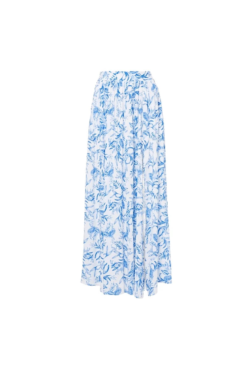 Fresh Floral One-Shoulder Blue Set-ROVOLE