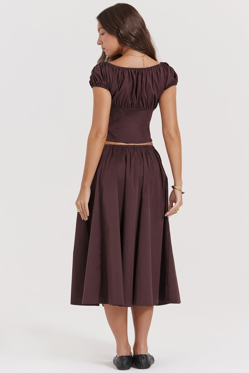 Rich Drown Gathered Midi Skirt Set-ROVOLE
