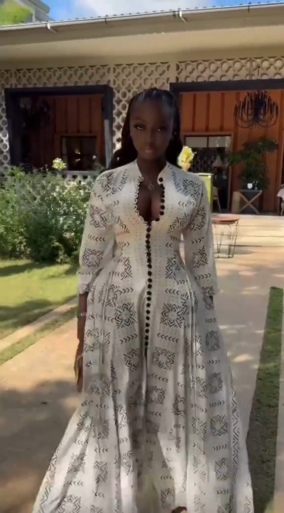 White patterned maxi dress-Massicos