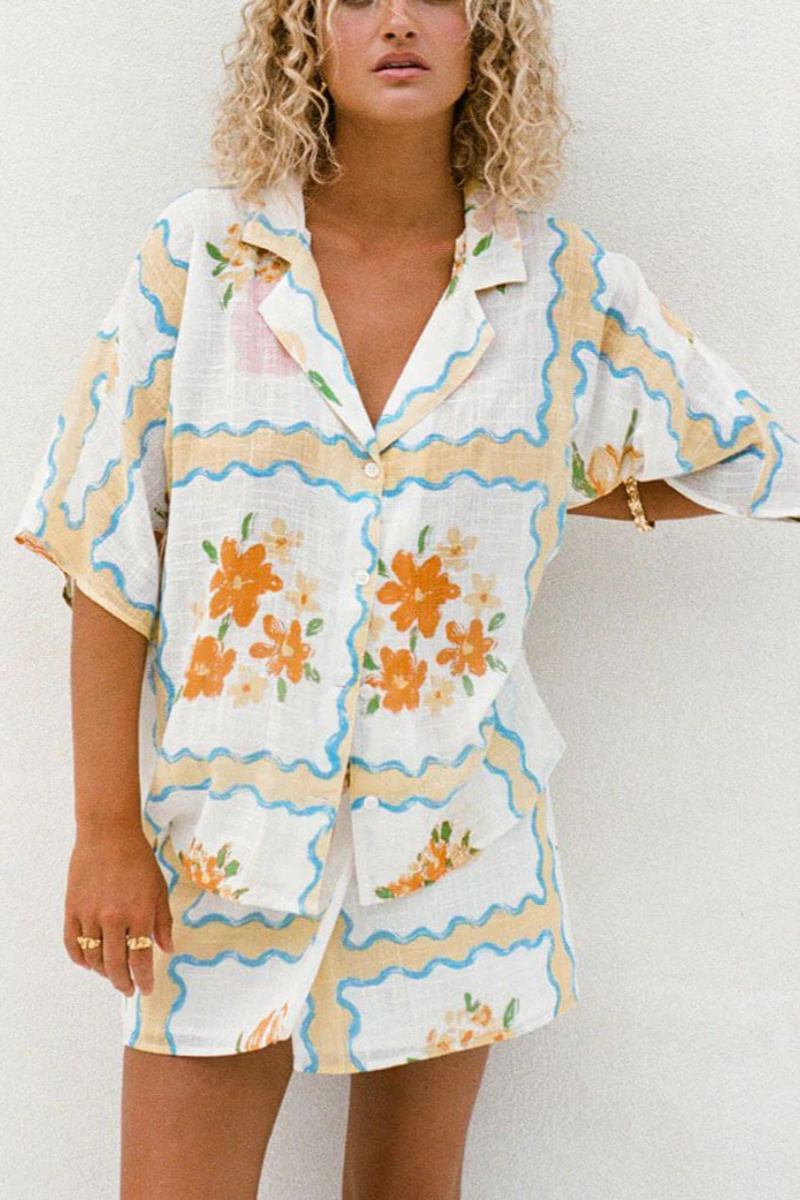 Irregular Printed Skirt-Set-ROVOLE