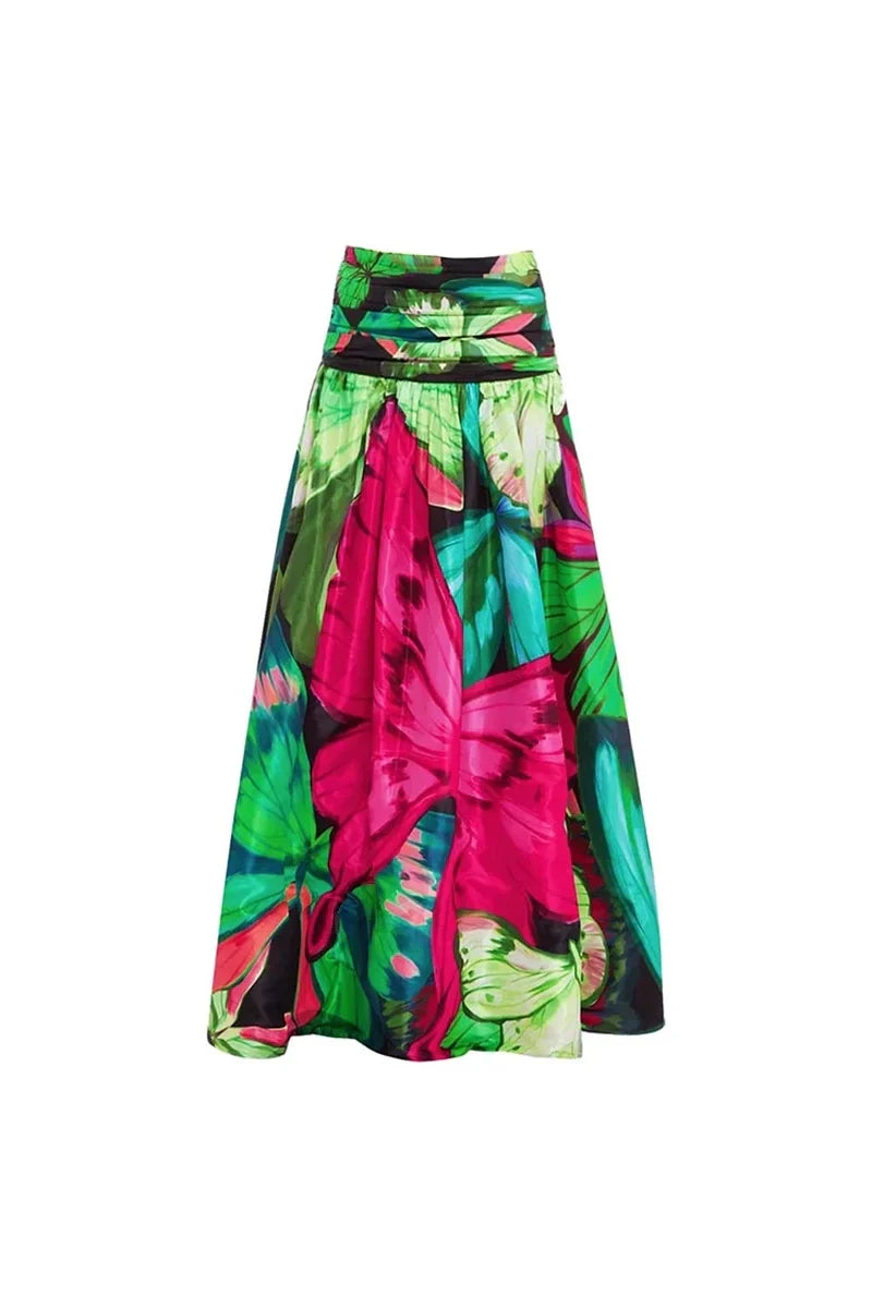 Butterfly Print Ruched Slimming Swimsuit Set-ROVOLE