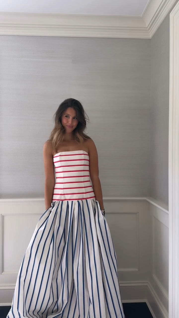 Striped Cotton Maxi Halter Dress-Massicos