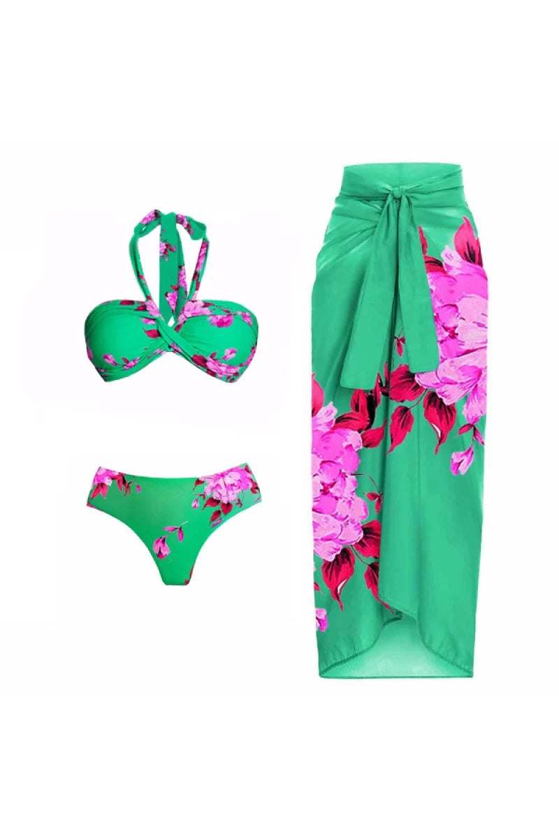 Halter Printed Sexy Bikini Set-ROVOLE