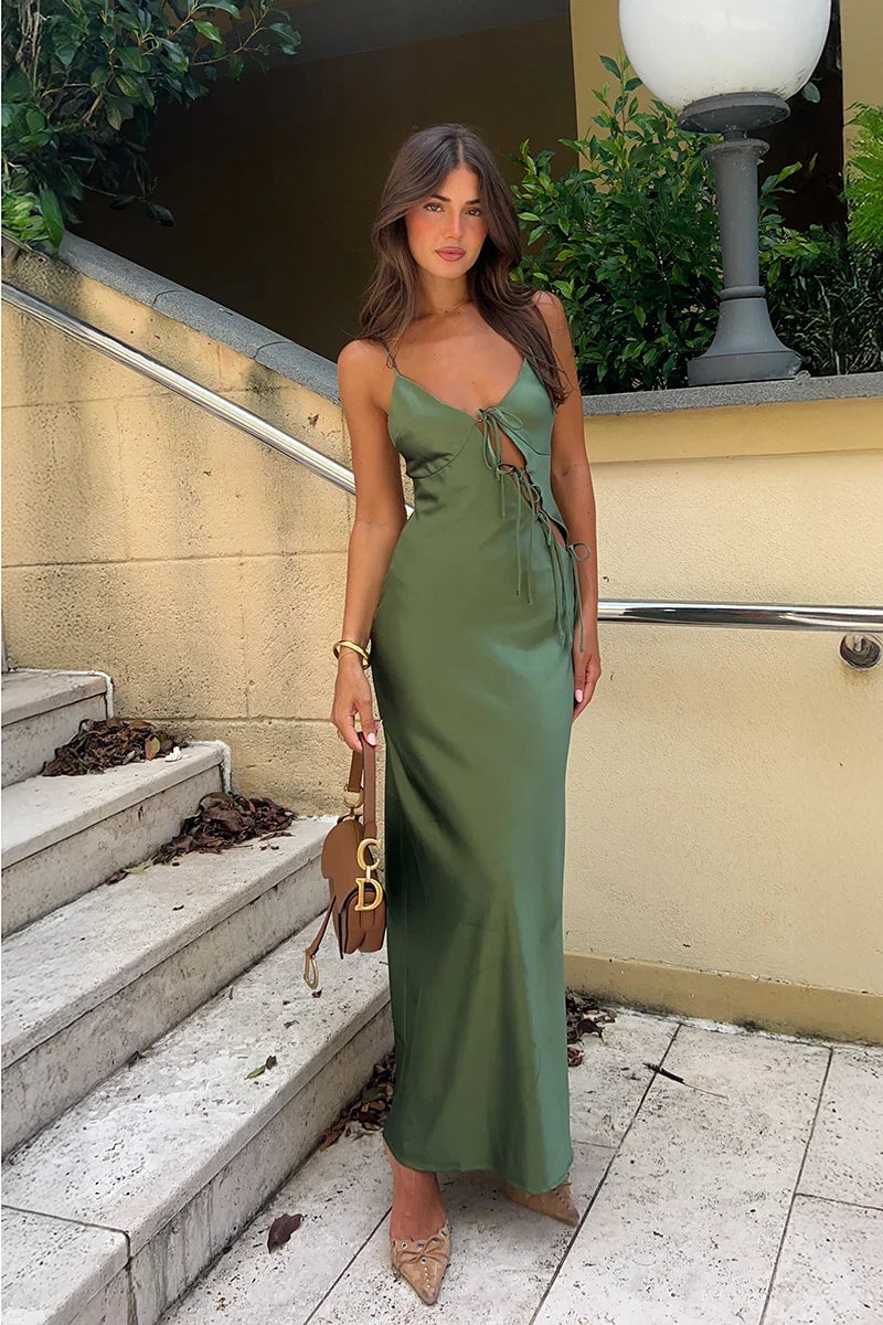 Isadora Maxi Dress - Olive-ROVOLE