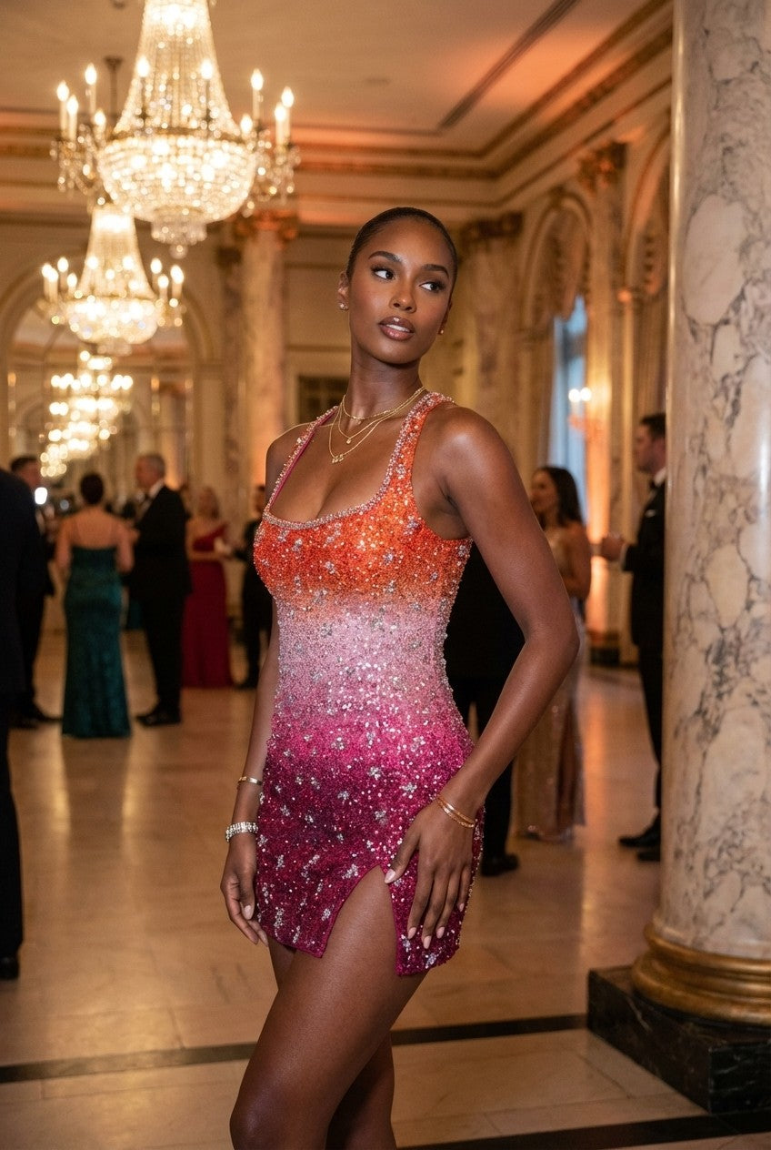 Luminara Ombre Sequin Mini Dress