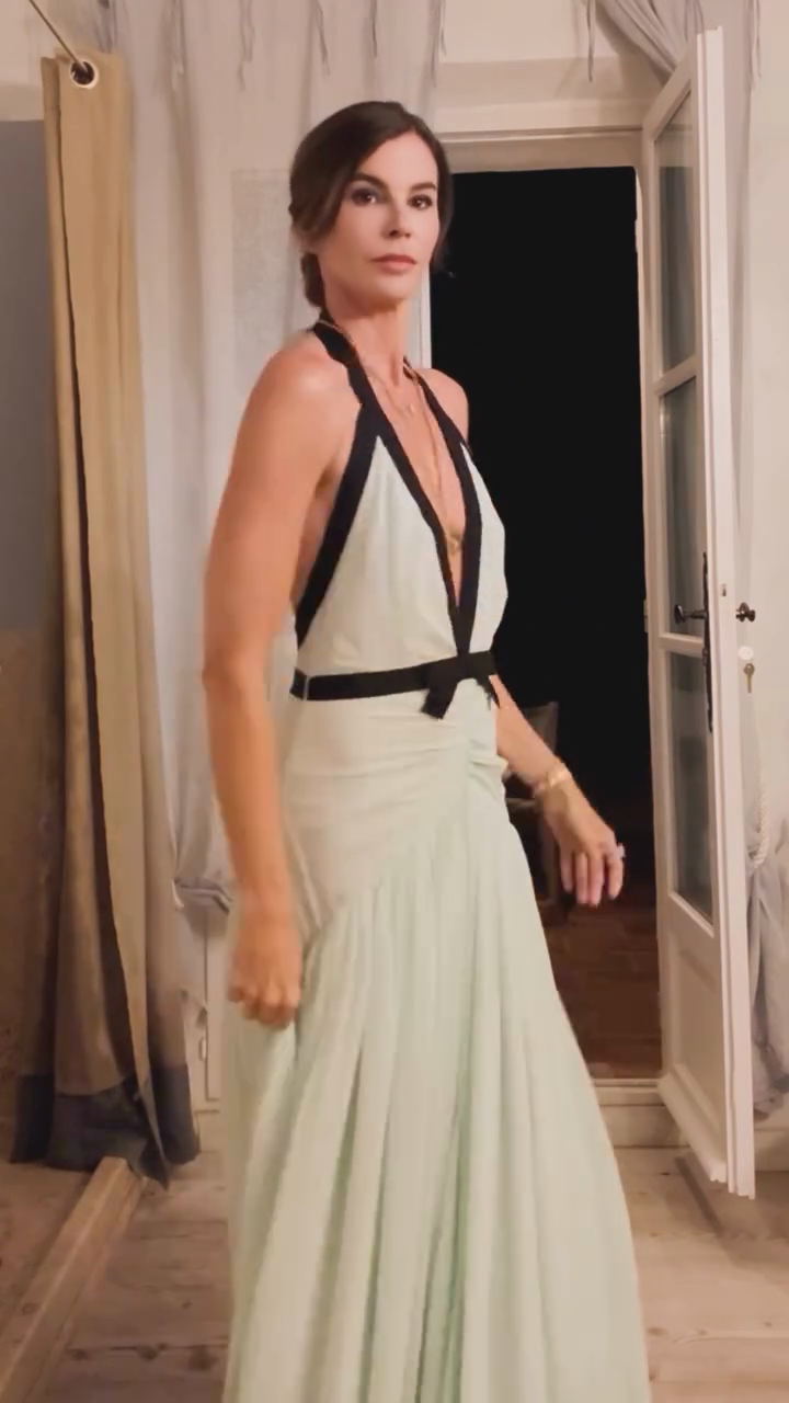 Mint Green Halter Maxi Dress with Black Trim-ROVOLE