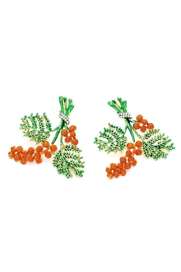 Enamel Red Pine Cone Earrings-ROVOLE