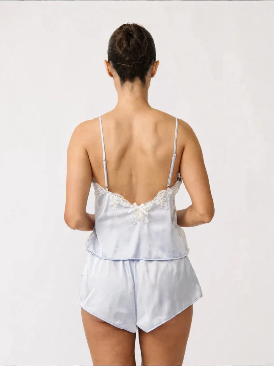 Lace-Trimmed Satin Loungewear Set-Massicos