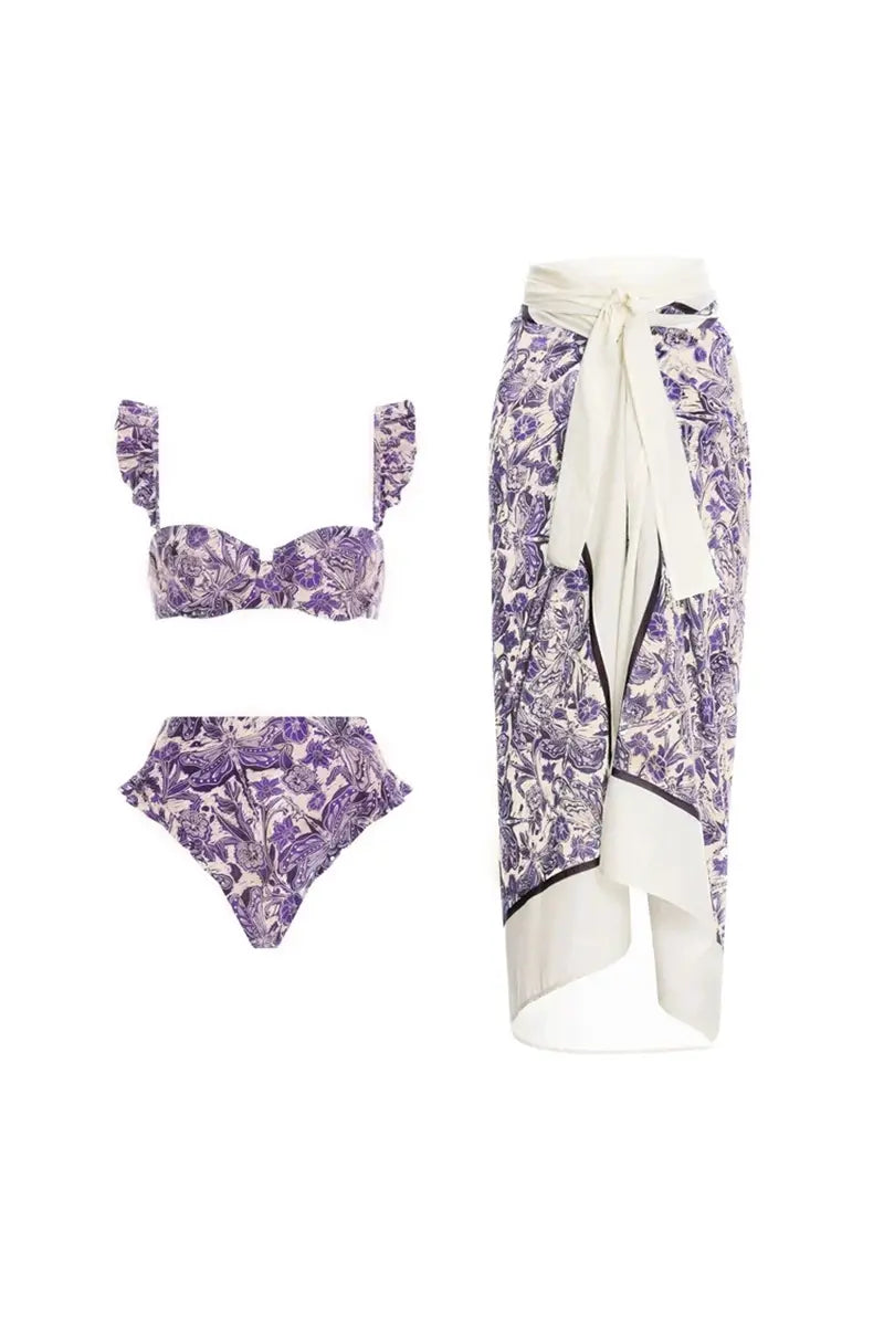 Dragonfly Ruffle Bikini Swimsuit Set-ROVOLE