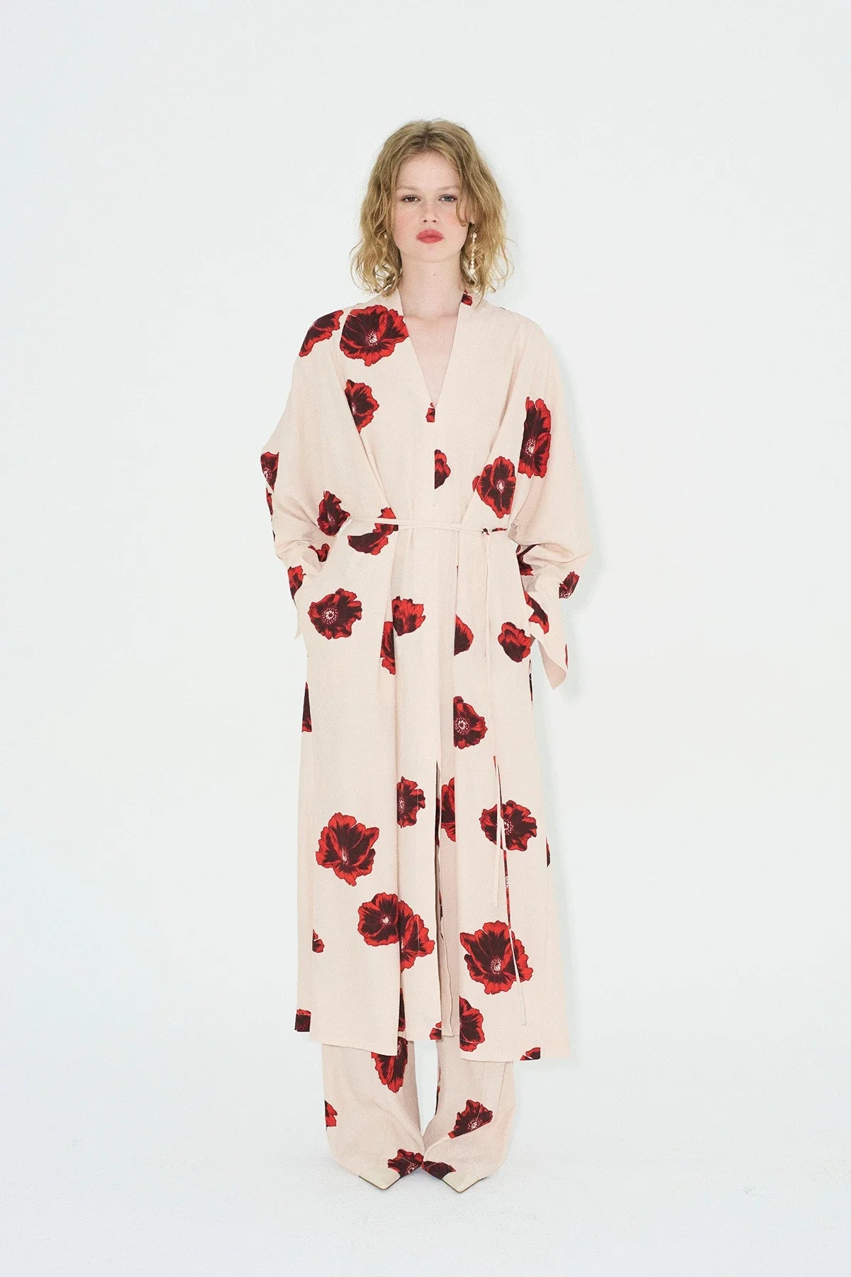 Sahara Print Kimono Dress - Coquelicot-ROVOLE