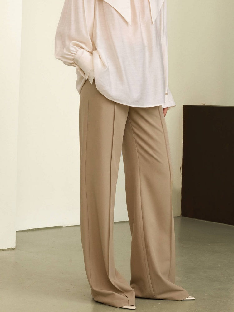 Elegant High waist Wide-Leg Suiting Trousers-Massicos