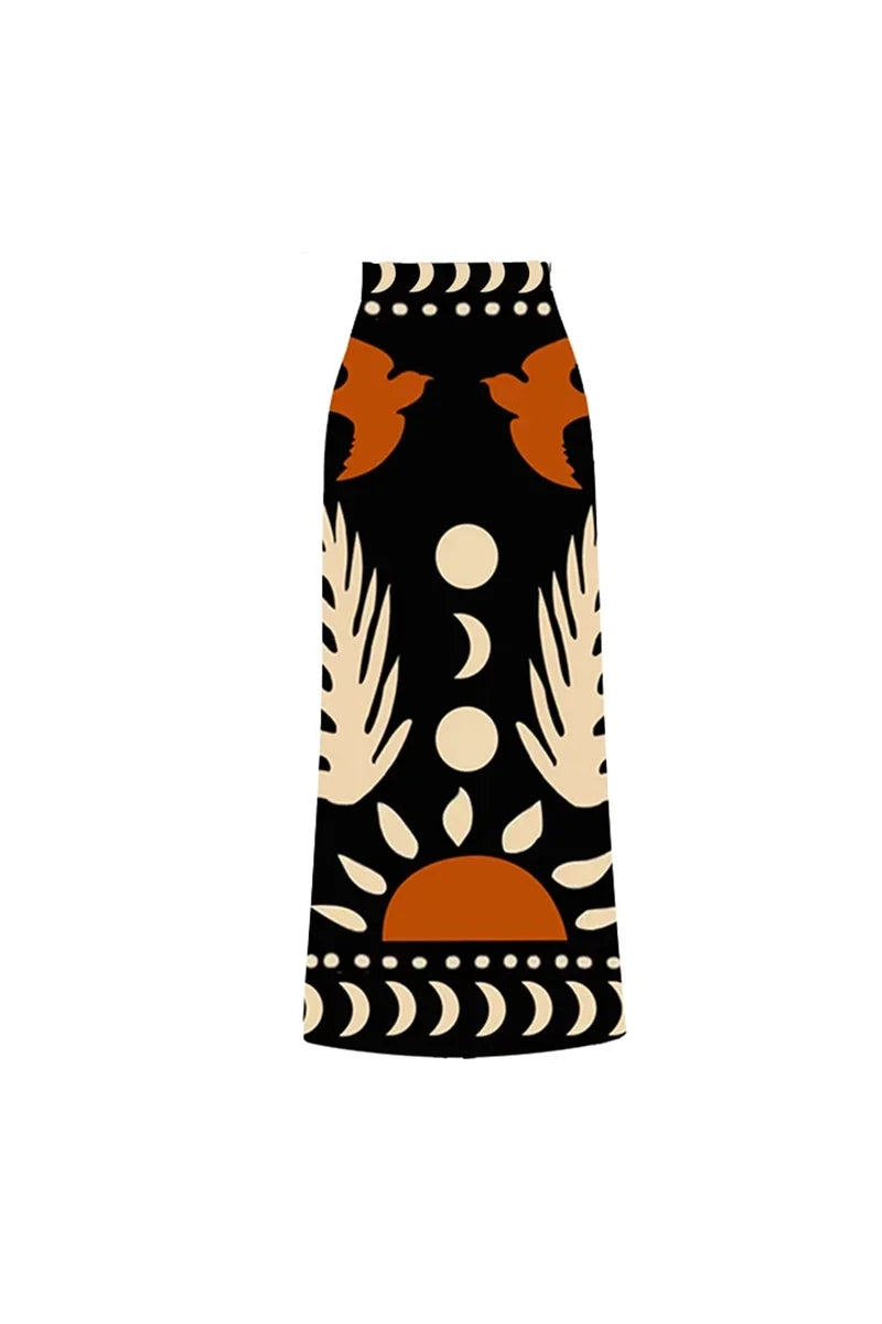 Graphic Print High-Waist Swimsuit-ROVOLE