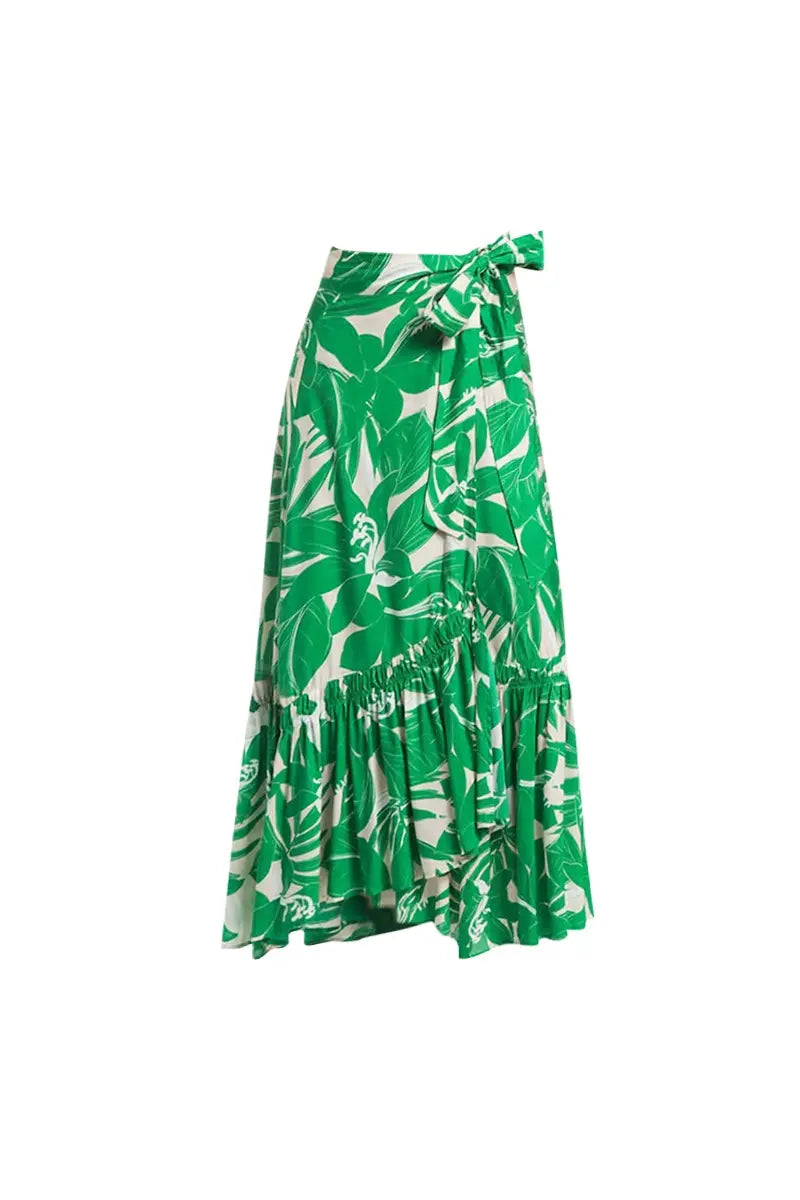 Green Halter Deep V One-Piece Swimsuit Set-ROVOLE