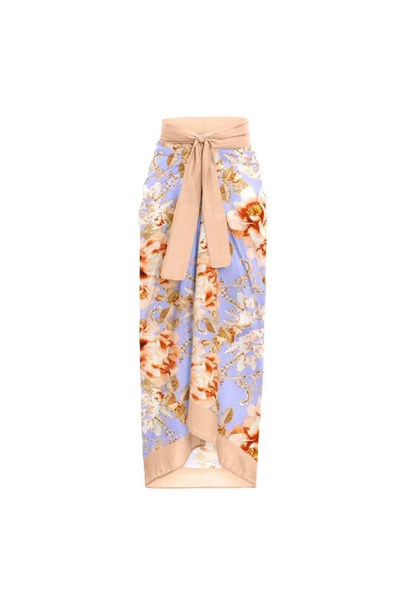 Cutout Floral Tie-Waist One-Piece Swimsuit-ROVOLE