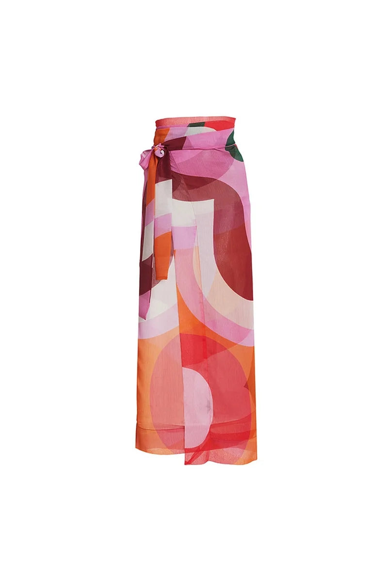 Geometric Print One Piece Swimsuit Set-ROVOLE
