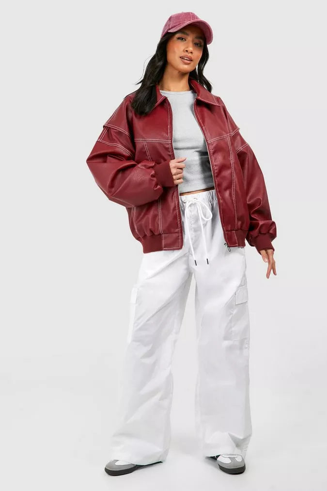 Oversized Leather Jacket-Massicos