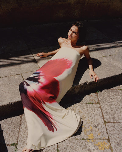 off-the-shoulder floral-print maxi dress-Massicos