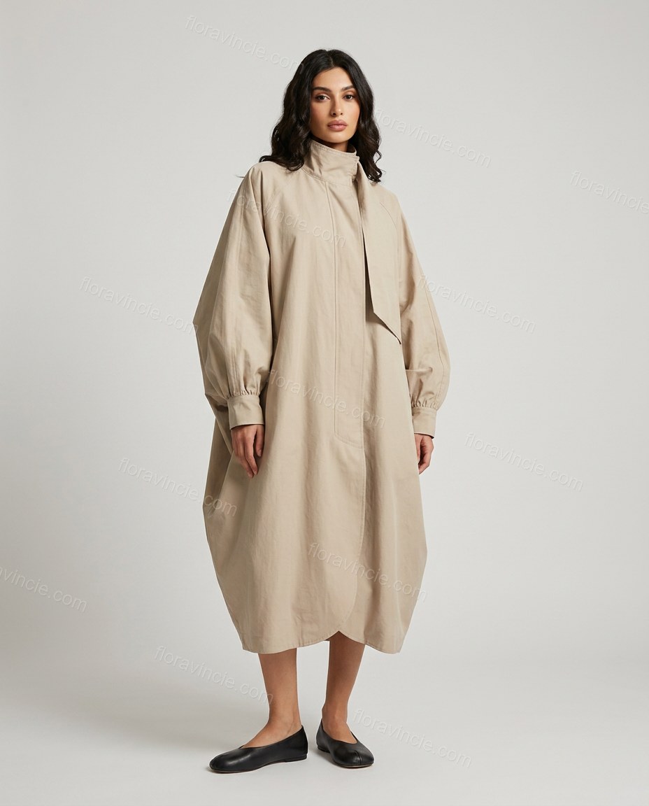 Beige Coat, front studio view, by Floravincie