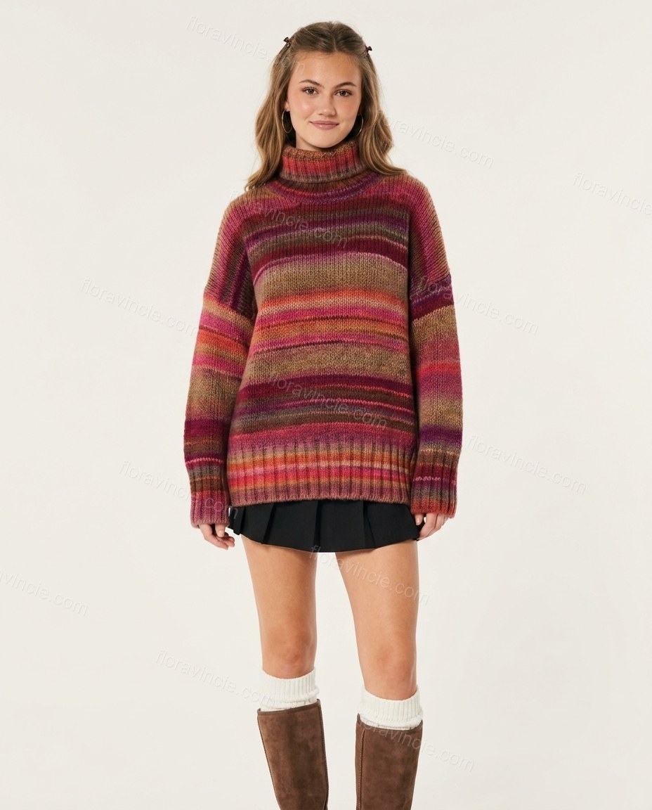Multi-Color Striped Knit Ribbed Two-Piece Set, front studio view, by Floravincie