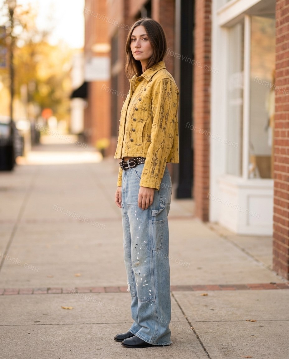 Yellow Abstract Outerwear, alternate use-case lifestyle view, by Floravincie