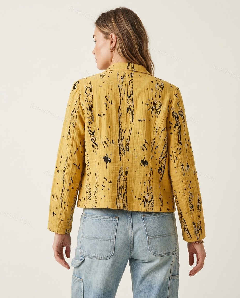 Yellow Abstract Outerwear, back studio view, by Floravincie