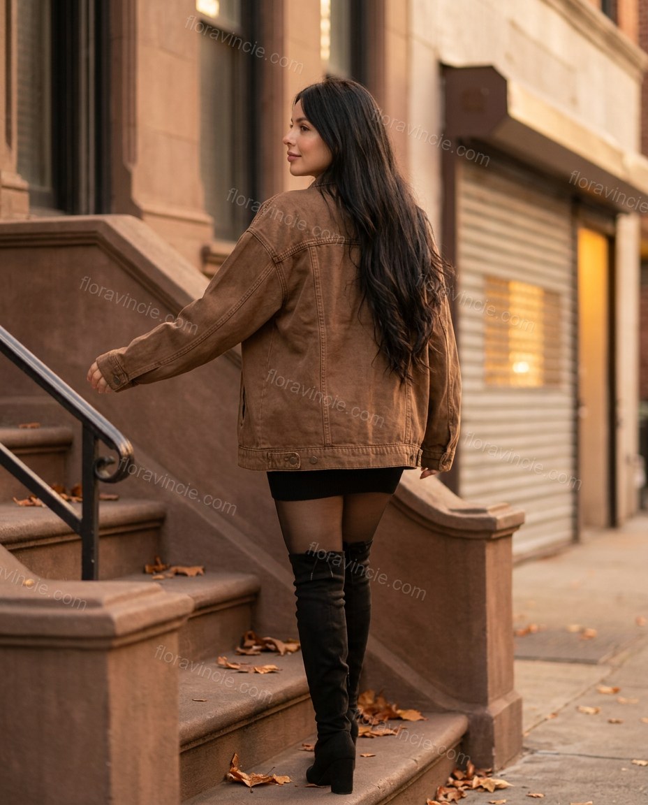 Brown Jacket, alternate use-case lifestyle view, by Floravincie
