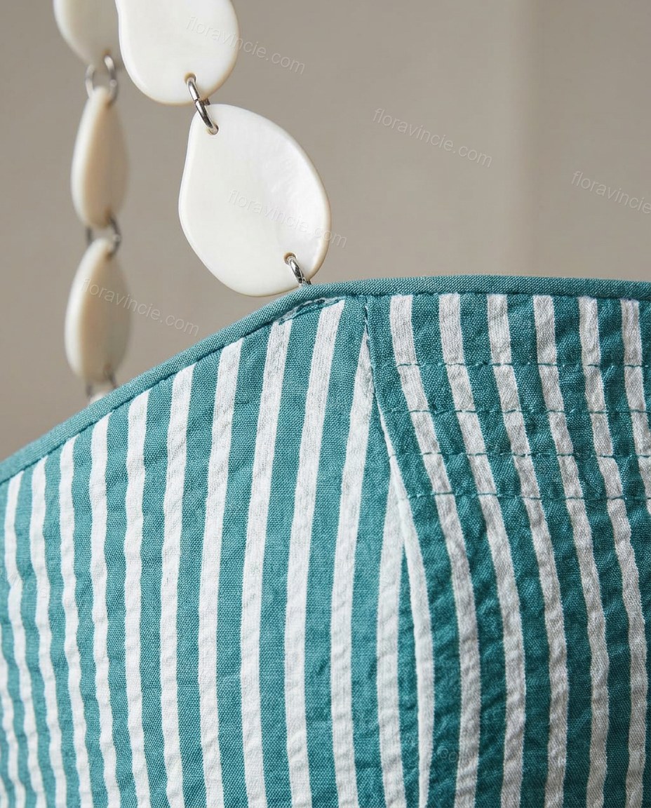 Muted Green Striped Fringe Bottom, close-up of striped, by Floravincie