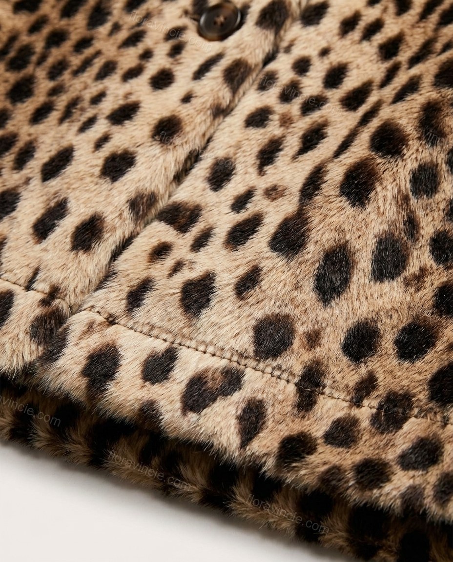Beige Leopard Print Coat, close-up of leopard print, by Floravincie