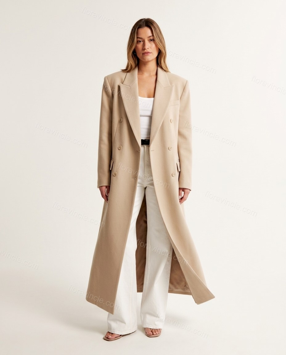 Beige Coat, front studio view, by Floravincie