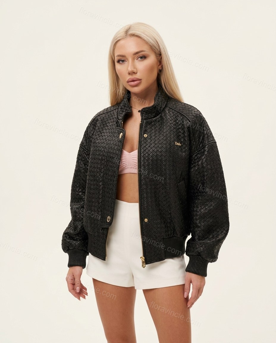 Black Ribbed Jacket, front studio view, by Floravincie