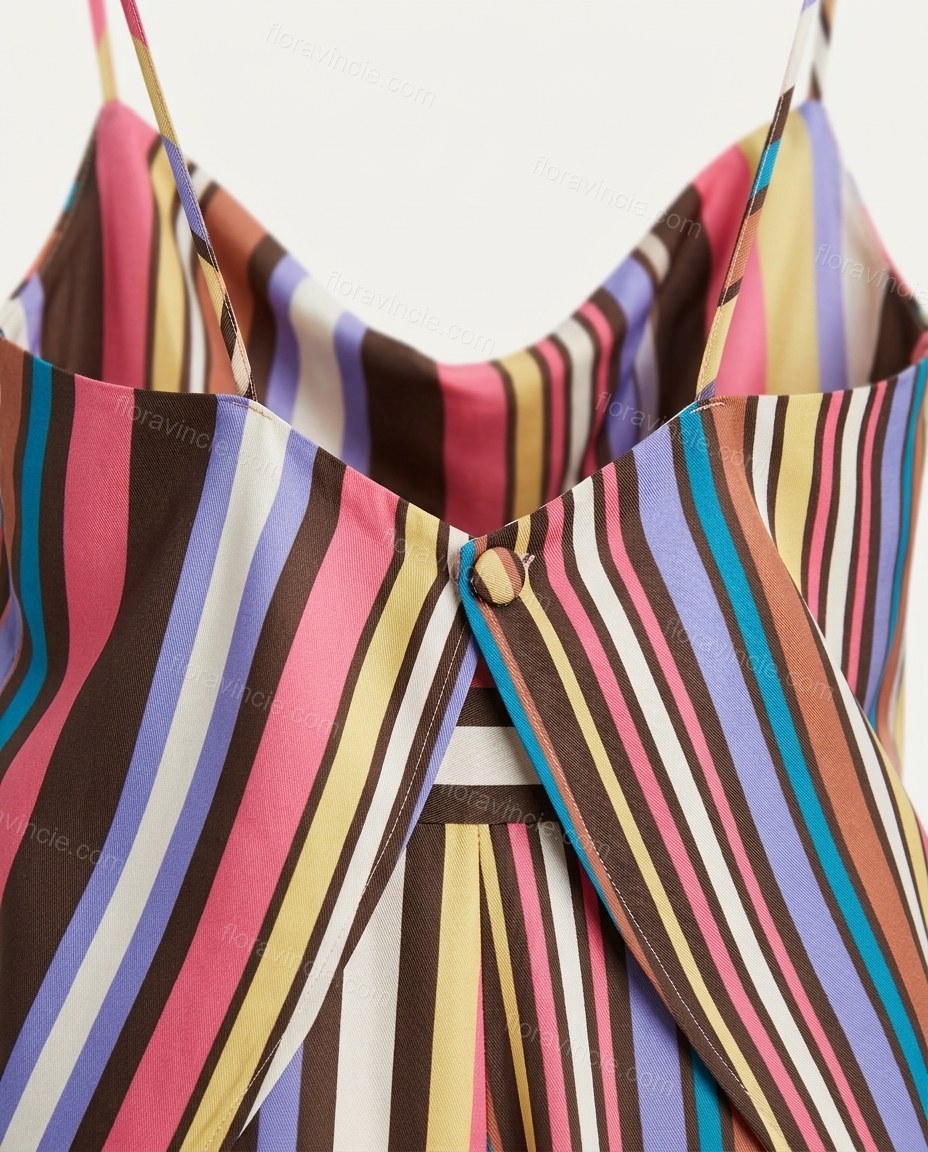 Multi-Color Striped Open-Back Cowl-Neck Jumpsuit, close-up of striped, by Floravincie