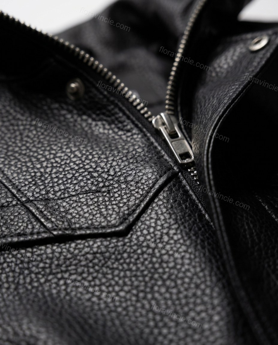 Black Ribbed Jacket, close-up of ribbed hem, shoulder epaulettes and yoke detailing, by Floravincie