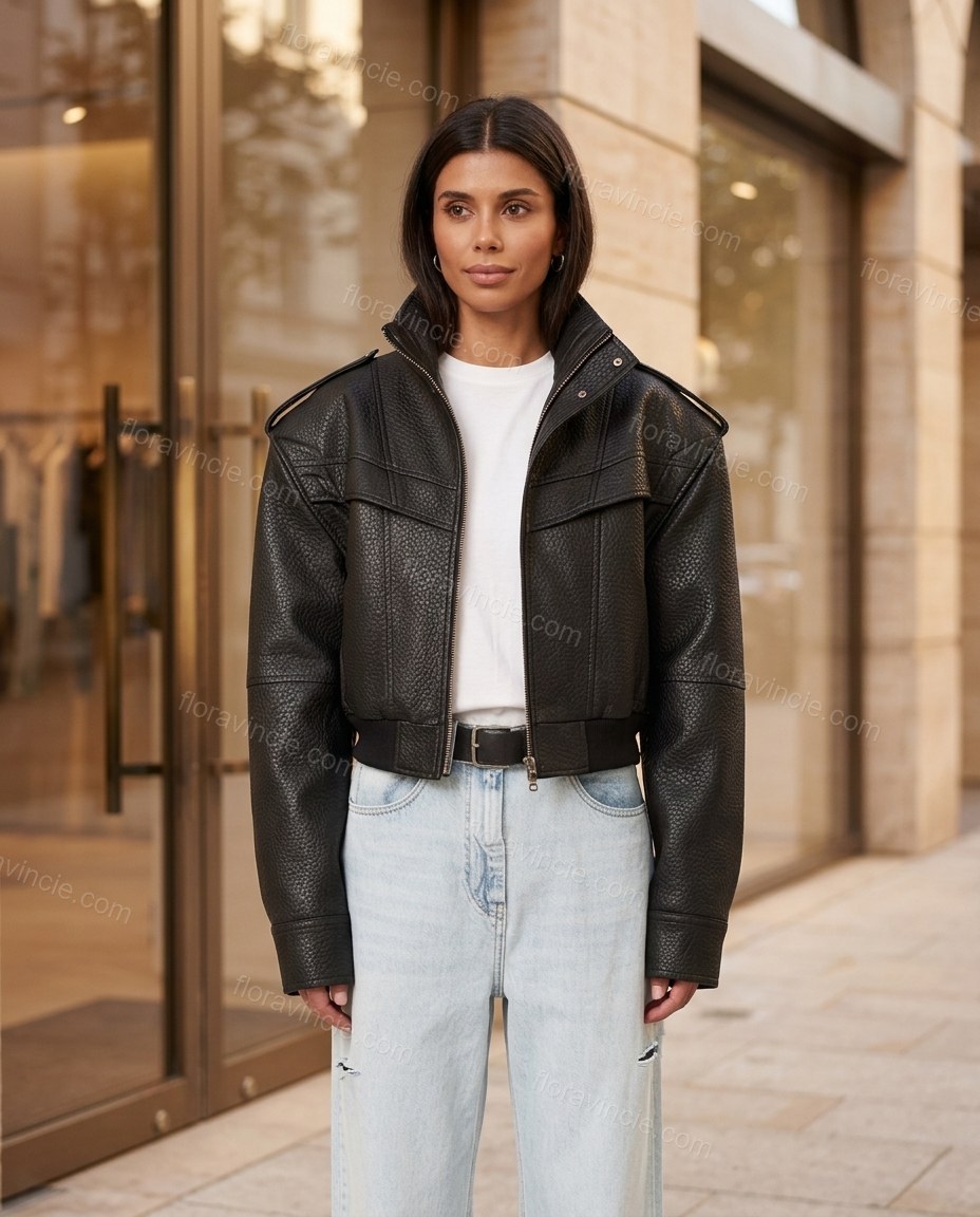 Black Ribbed Jacket, alternate use-case lifestyle view, by Floravincie