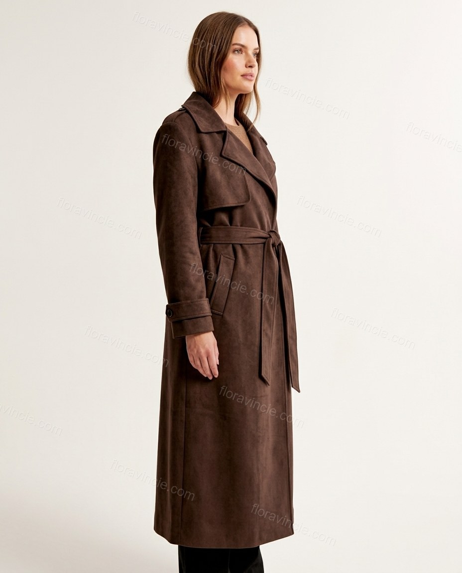 Dark Brown Coat, side and back studio view showing not visible, by Floravincie