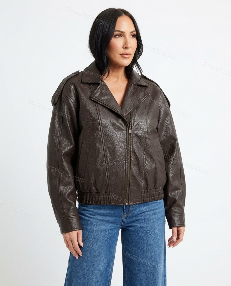 Dark Brown Jacket, front studio view, by Floravincie